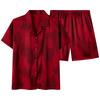 Spring and summer pajamas wedding couple suit ice silk short-sleeved shorts red natal year festive loungewear women