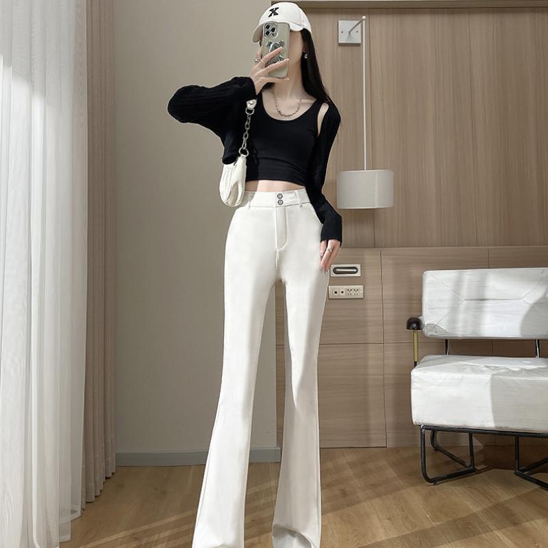 Schwarze Schlaghose mit hohem Bund Frühling Petite Bootcut Hose Lässig Vielseitig Taillenformend Anzughose für Damen