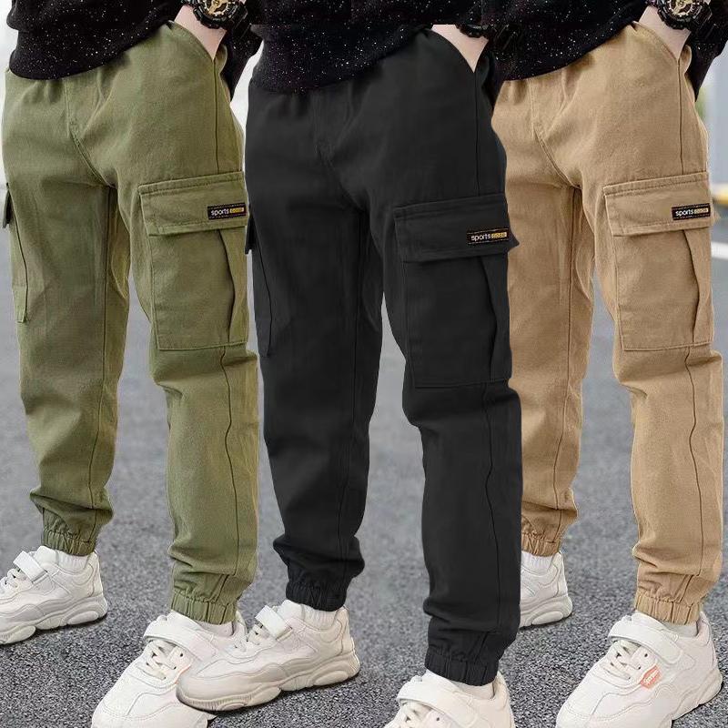 4-12 Years Spring Autumn Boys Pants Letter Casual Long Style Trousers for Kids 3 Color Teenage Children Sport Pants