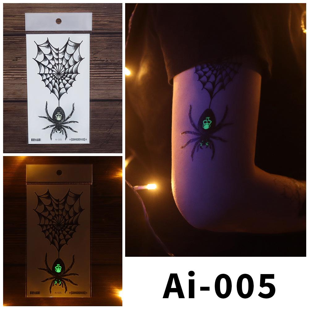 Rikalong Cross-border Halloween Luminous Temporary Spider Tattoo Stickers - Realistic & Scary Designs