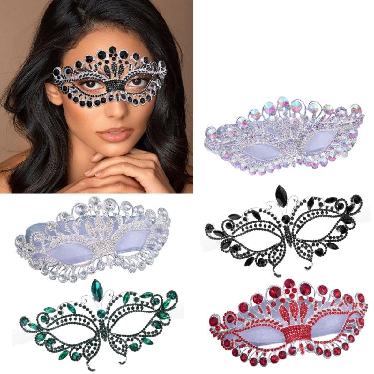 Rhinestones Masquerade Mask Eye Mask with Rhinestones Decoration For Women Halloween Costume Accessory