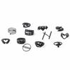 Zwemmende zwarte vleermuis ring, modieuze liefde, paddenstoel, palmbron, 12-delige ringenset voor dames