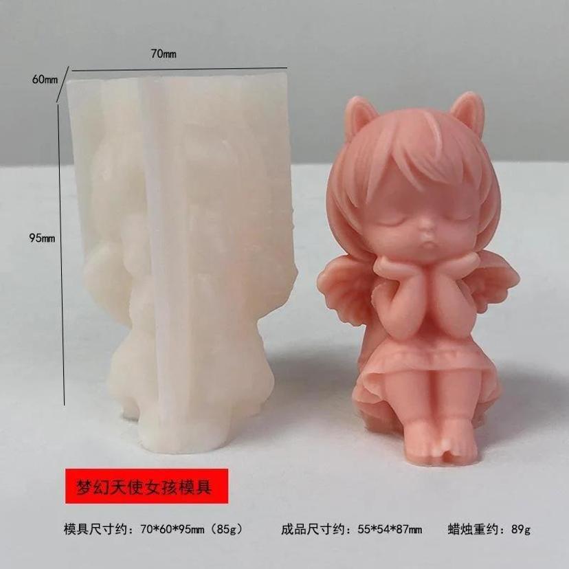 1 Pcs 3D Prayer Angel Silicone Molds Scented Candle Plaster Mold DIY Epoxy Resin Gypsum Form Ornament Mould Home Decoration