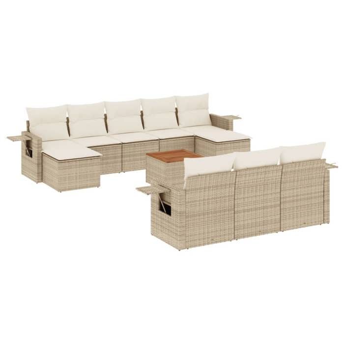 VidaXL Salon de Jardin avec Coussins 10 pcs, Canapés avec Pieds Réglables, Ensemble de Meubles d'Extérieur Patio Terrasse, 3250420