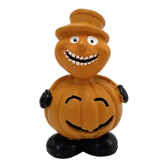 Halloween Cartoon Pumpkin Figurine Creepy Pumpkin Man Resin Statue Sculpture Holiday Party Desktop Decoration Ornament
