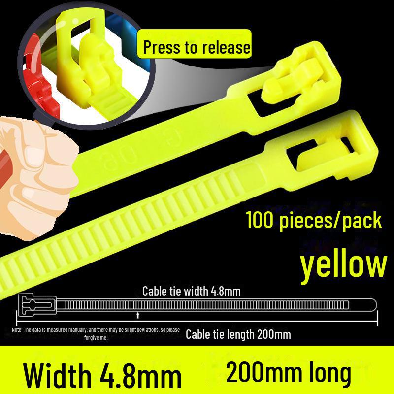 Reusable Nylon Cable Tie with Square Head, Black & White