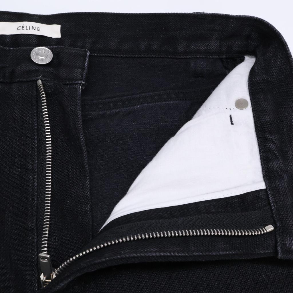CELINE 2 1V89/523B Phoebe Black Cut-Off Denim Pants Bottoms 34 blackUsed