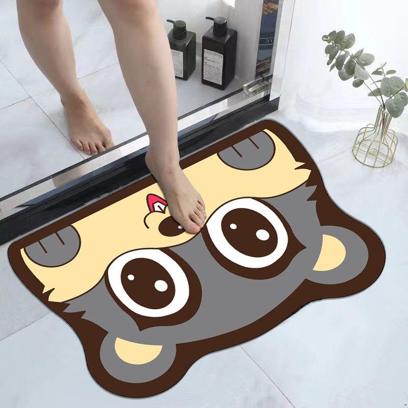 Toilet Non-slip Door Mat Cute Cartoon Diatom Mud Floor Mat Bathroom Door Floor Mat Anti-drop Absorbent Quick-drying Door Mat