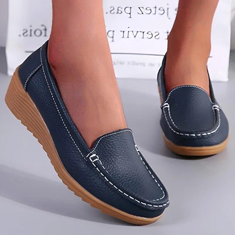 Women Shoes Soft Leather Shoes with Heels Loafers Black Flat Shoes Women's Moccasins Casual Flats Female Footwear