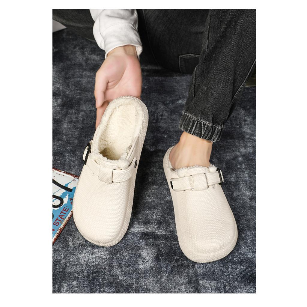 Men's Cotton Shoes with Thick Soles and Cotton Slippers for Warmth, Anti Slip, and Toe Covering