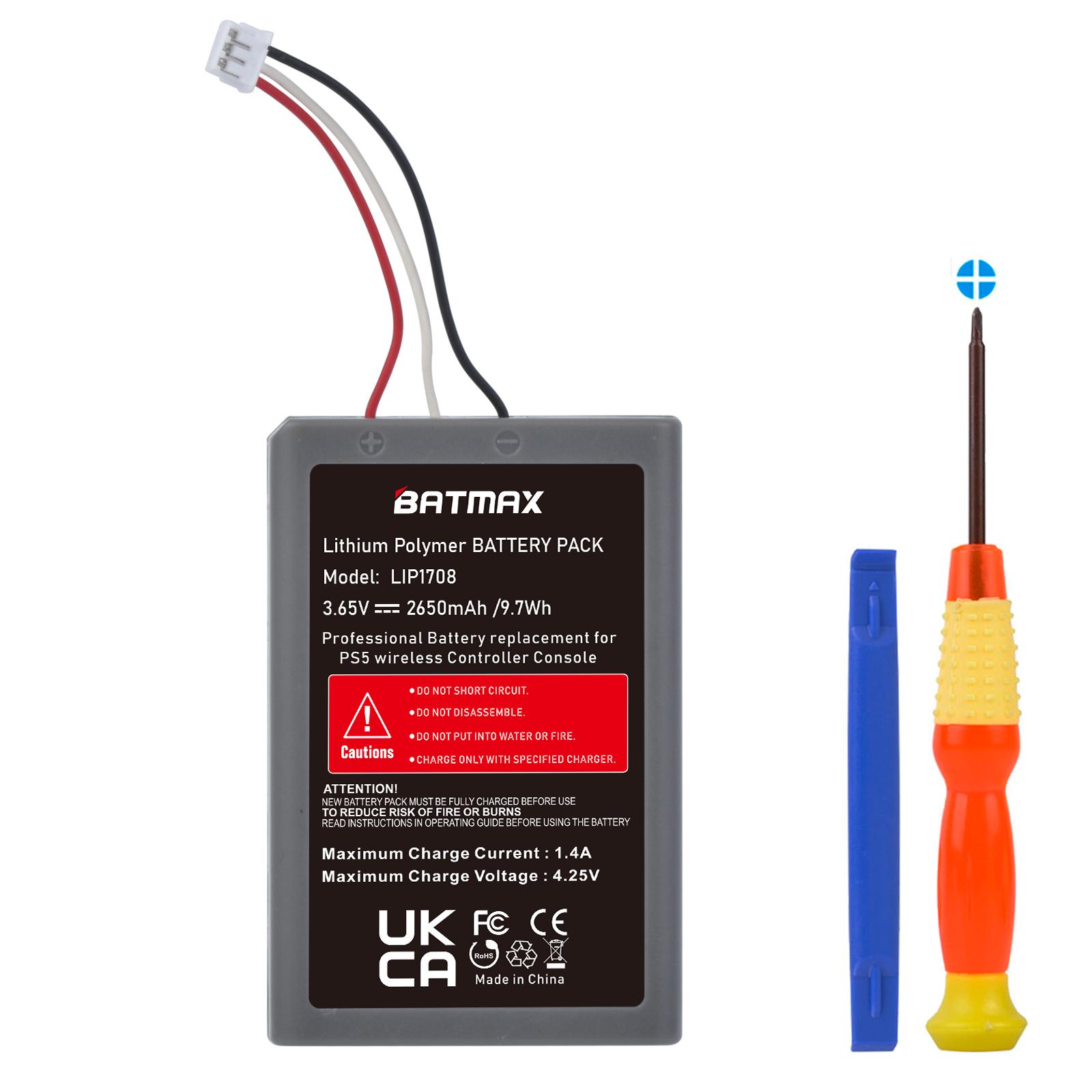 Batmax 2650mAh PS5 battery LIP1078 for Sony PlayStation 5 PS5 DualSense CFI-ZCT1W Wireless Controller with Tools 1 battery