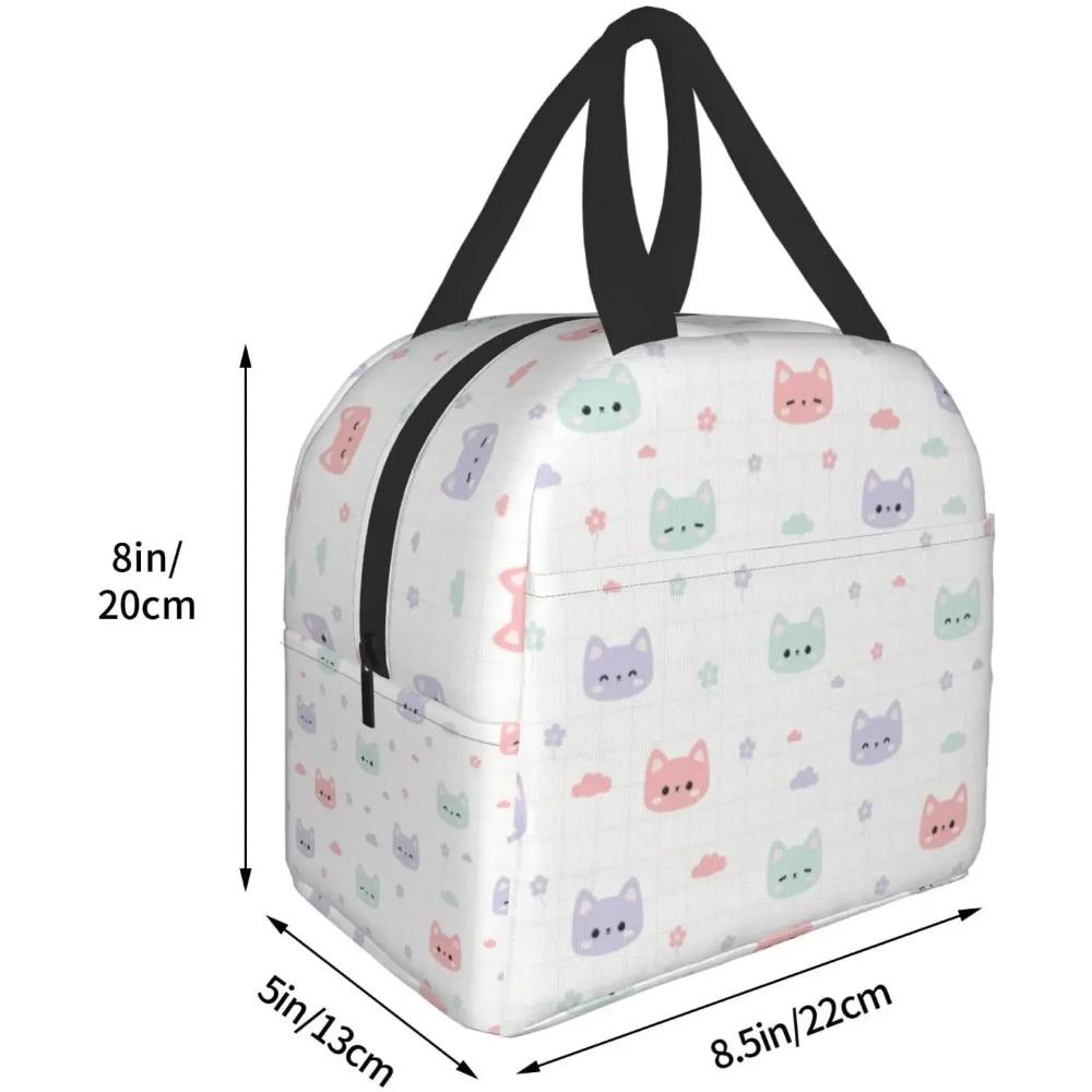 Cute Cat Head Lunch Bag Travel Box Work Bento Cooler Reusable Tote Picnic Boxes Insulated Container Lunch Bags for Women Girls