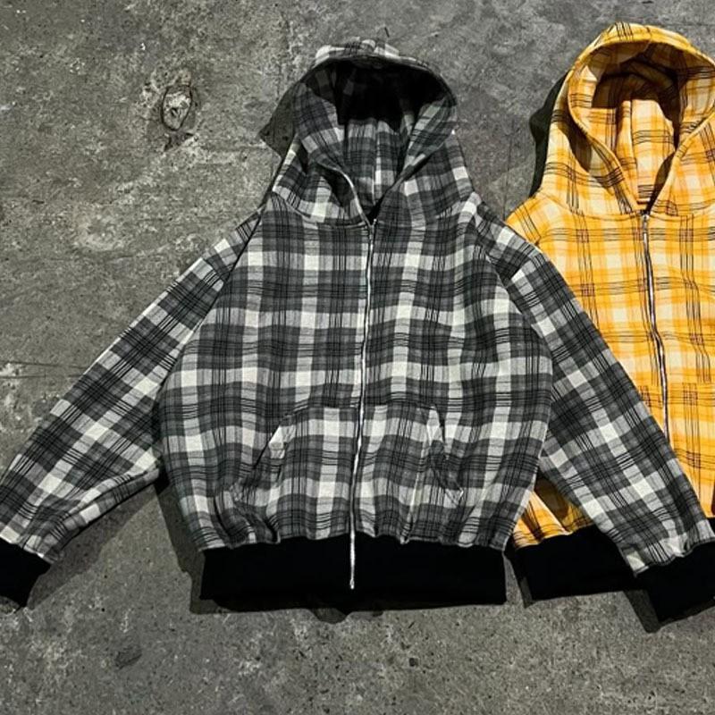 Unisex hūte ar rāvējslēdzēju Streetwear rūtaina