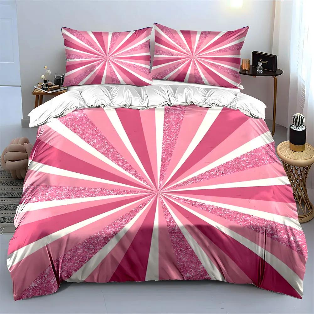Pink Glitter Decorative Set Soft Comfortable Duvet Cover Bedding Set Included 1*Duvet Cover & 2*Pillowcases gift