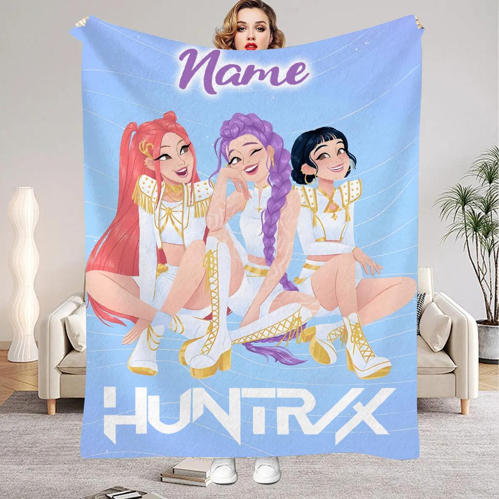 1PC Personalized Name K-Pop D-Demon H-Hunters Blanket Girls Boys Plush Throw Blanket Novelty Warm Blanket All Season Gift