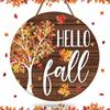 Whaline Hello Fall Wooden Hanging Sign Maple Tree Front Door Sign Autumn Thanksgiving Welcome Sign for Harvest Indoor Outdoor Home Porch Wall Decor
