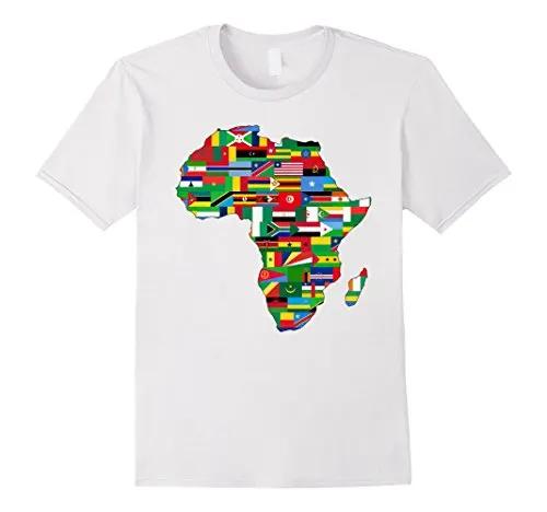 Afrikaanse Afrika Landen Vlag Kaart Unisex T-shirt Korte Mouw Casual 100% Katoen T-shirts