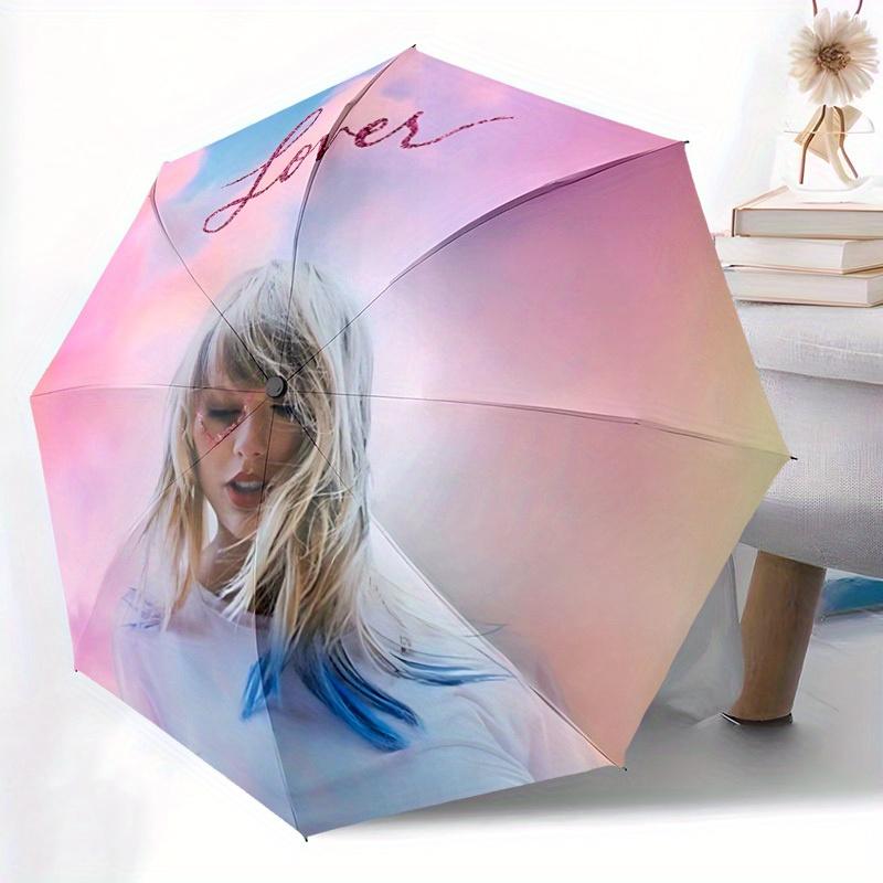 1pc Taylor Swift Automatic Open/close, Portable Folding Umbrella for Women & Men,Compact Parasol, Outdoor Accessory,, Durable Frame Yy250809199