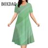 New Women Dresses Large Sizes Short Sleeve Loose Dress Summer Casual Striped 3D Print Fashion Plus Size Female Clothing