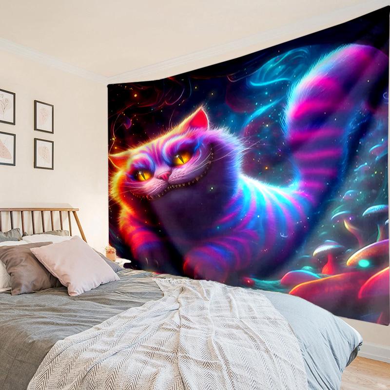 Che-shire Cat Smile Tapestry, Unique Design Tapestry, Wall Decor for Bedroom,Livingroom, Playroom,Heartwarming Fan Holiday Gifts