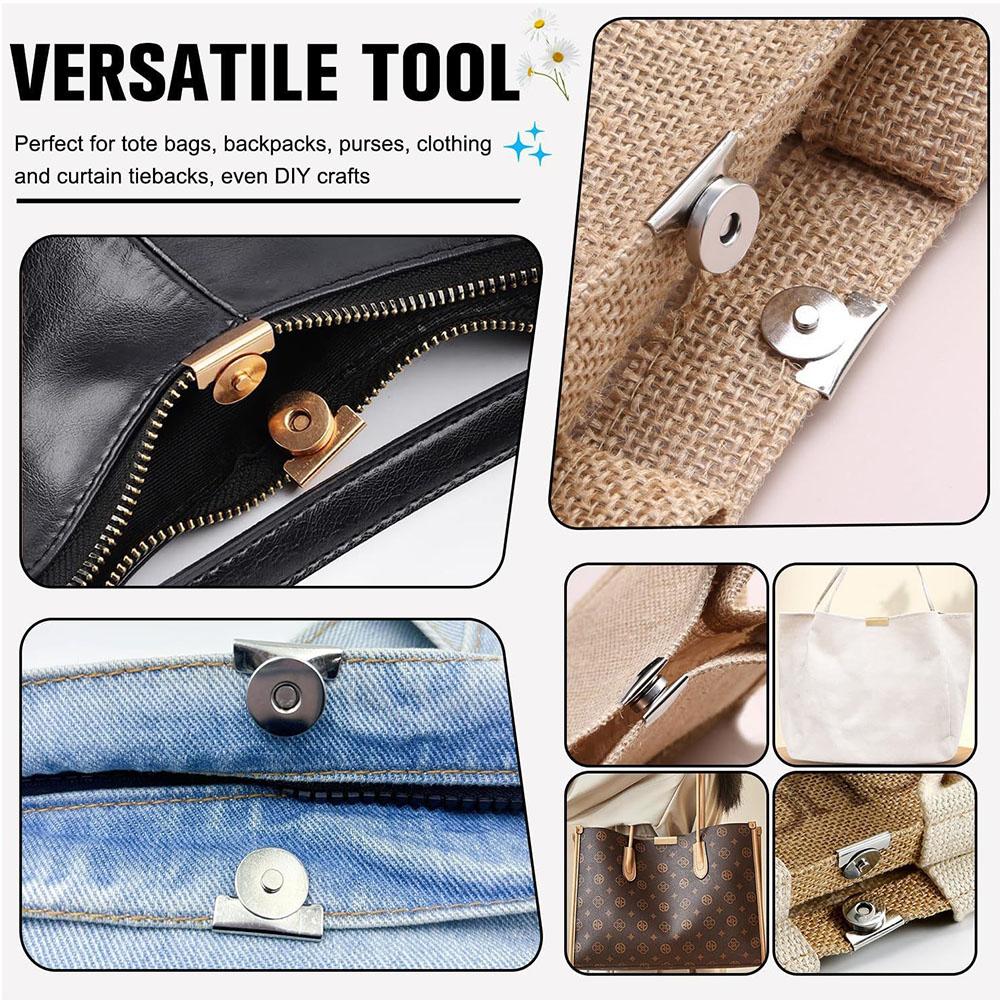 10Pair Snap Buttons Metal Seamless Magnetic Buckle Clasp For Tote Bags, Clothing