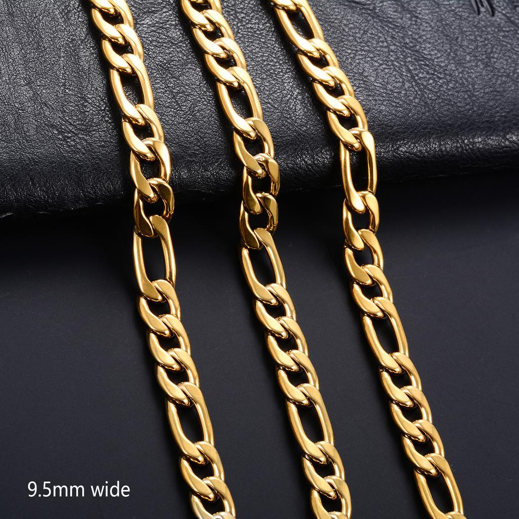 Classic Gold Color Plated Stainless Steel Necklace Link Figaro Chain for Men Women Metal Choker Neck Jewelry Accessories Gift