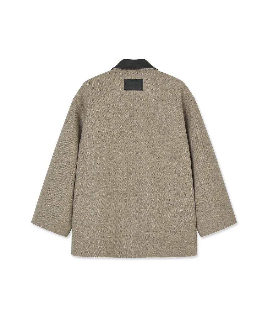 Outshell Twill Wool Half Coat Oatmeal