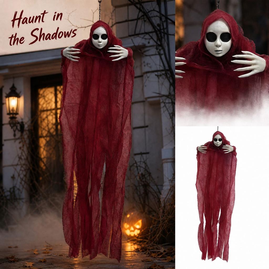 Halloween Hanging Red Skeleton Decoration Prop for Scary Party Scene Setup