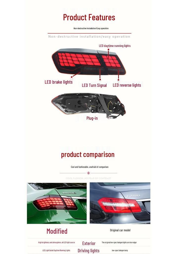 09-15 Mercedes-Benz E-Class W212 Dragon Scale LED Taillight Assembly with Sequential Turn Signal
