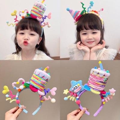 Torsion Bar Birthday Hair Hoop Eye Catching Cake Headband  Hair Accessories