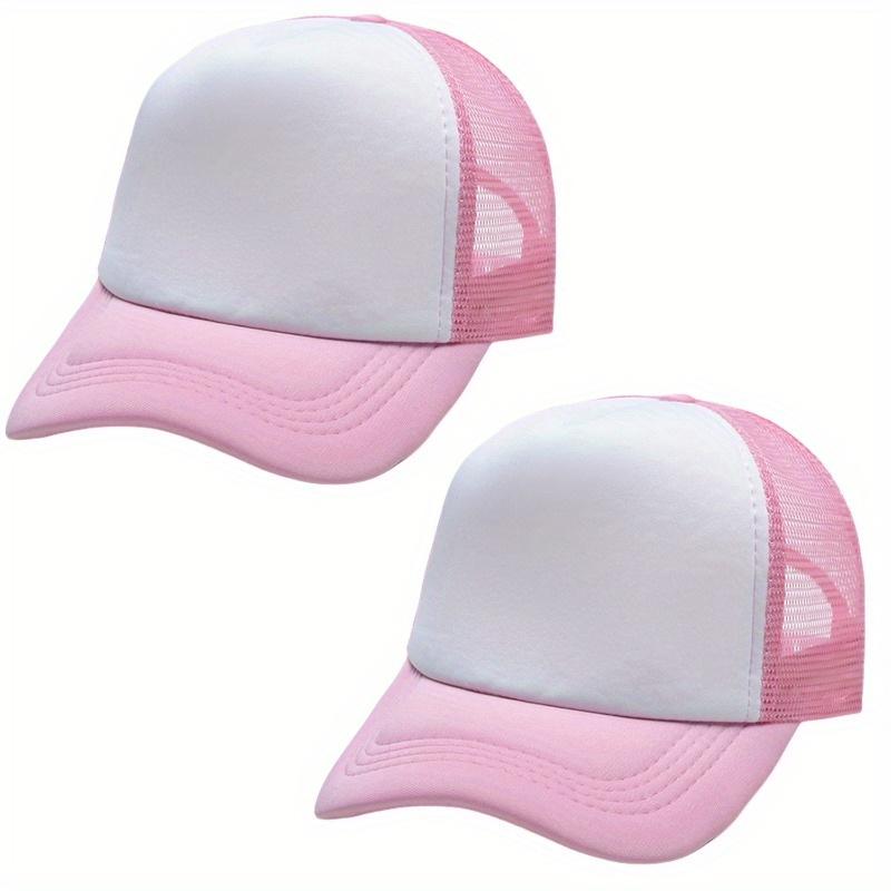 2pcs Mixed Color Mesh Breathable Baseball Cap, Trend Color Block Mesh Breathable Trucker Hat, Women Adjustable Sun Hat