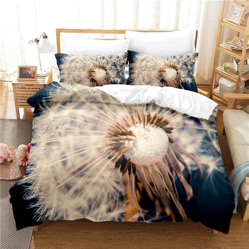 

Comforter Print White Dandelion Sunflower Bedding King Bedroom Set Black Blue Duvet Set S Decorative Set Comforter (quilt)-EU Single(135*200cm)3pcs