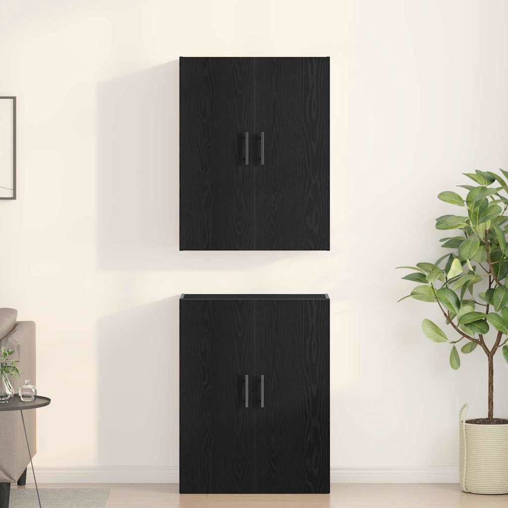 Wall Cabinet 2 pcs Black Oak Effect 69.5 x 34 x 90 cm
