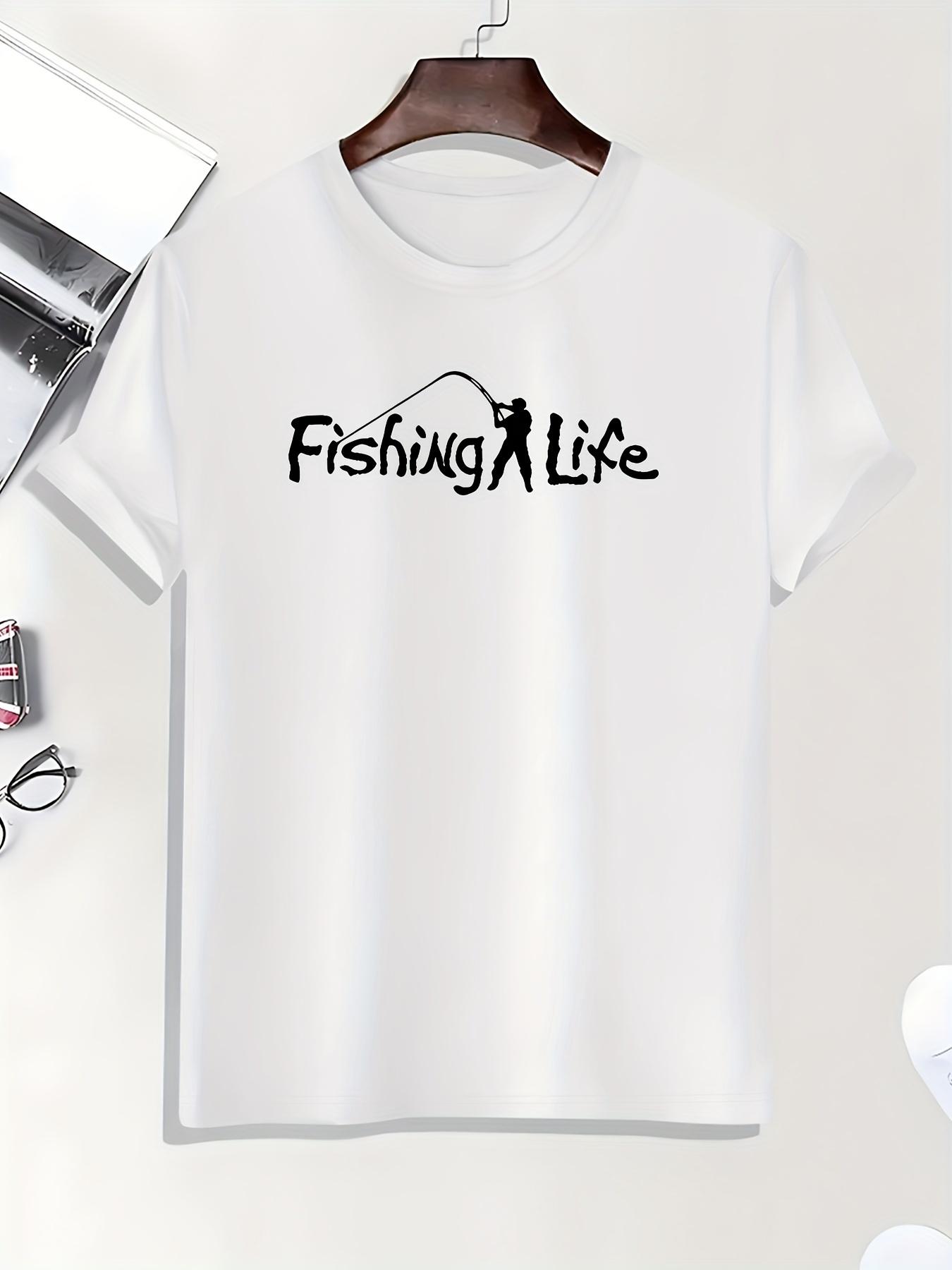 

Футболка с принтом Fishing Life, футболки для мужчин, повседневная футболка с коротким рукавом на лето M