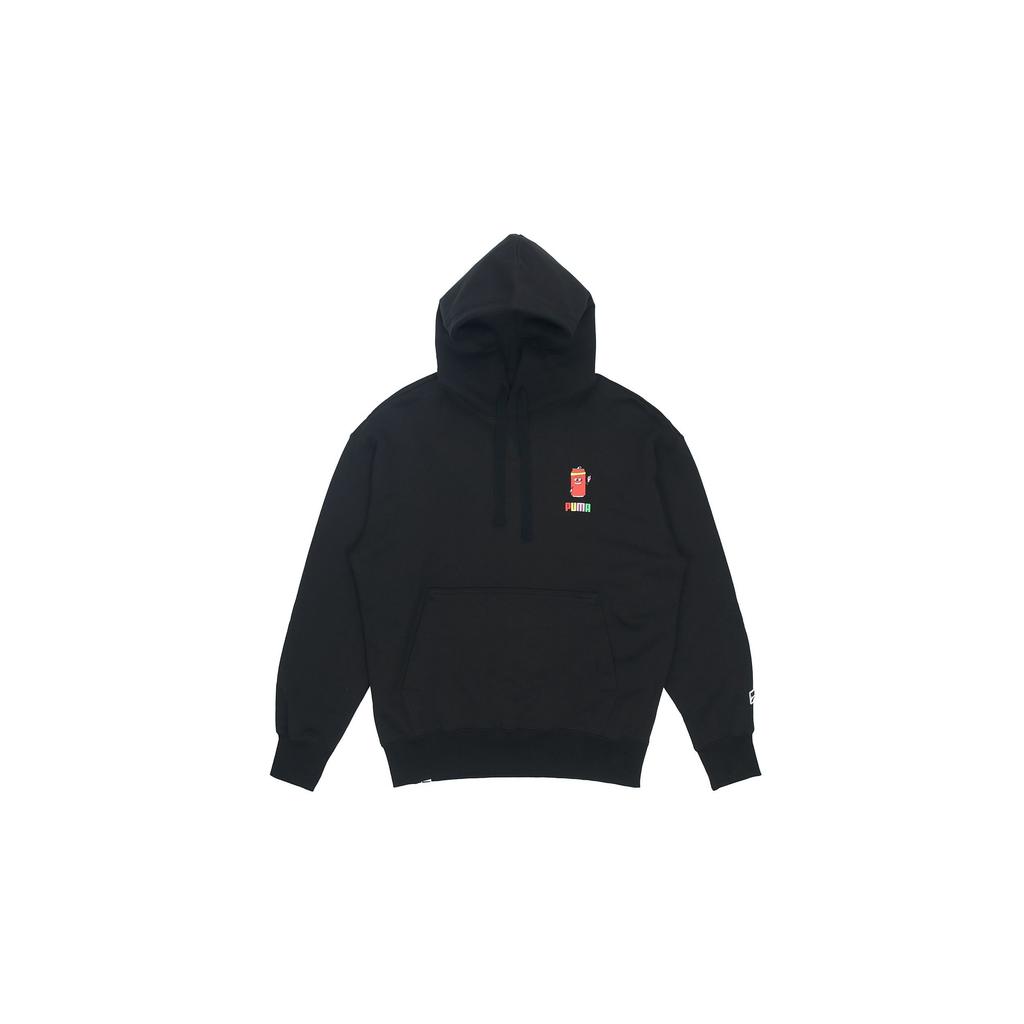 PUMA Sporty Casual Cartoon Print Fleece-Lined Thickened Hooded Pullover Sweatshirt Men's Black