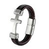 Europe and the United States Hot-selling Men's Leather Bracelet Light Luxury Niche Stainless Steel Cross High-end Simple Bracelet Fashion
