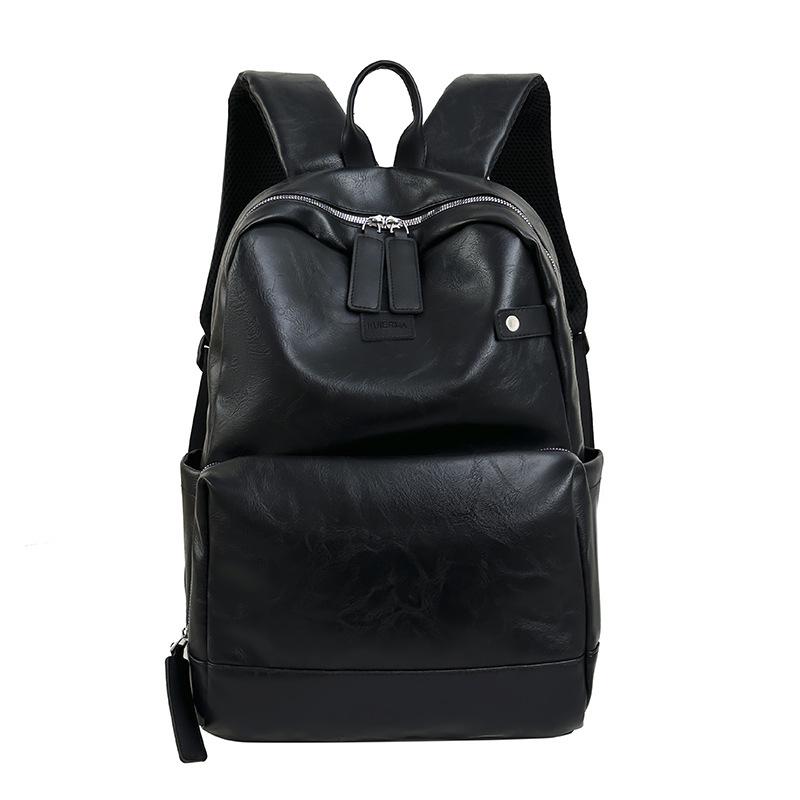 Schoolbag new Korean version PU leather backpack men's trend casual large-capacity computer bag, female student travel backpack schoolbag