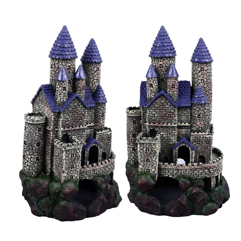 Aquarium Castle Decoration Simulated Resin Hideout Cave Fish Tank House Ornament for Freshwater Saltwater