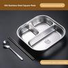 304 Food Grade Stainless Steel Meal Plate Divided with Lid Adult Three Compartment Lunch Box School Student Fast Food Plate