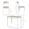 Juego de Comedor de 5 Piezas, Juego de Mesa y Sillas de Comedor con MDF con Veta de Madera y Metal en Gris y Blanco, 1 Mesa y 4 Sillas para Comedor Moderno