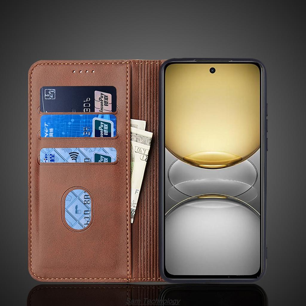 Magnetic attraction Leather Case for OPPO Realme C75 4G / Realme 14X 5G Global Holster Flip Cover Case Wallet Bags Fundas Coque
