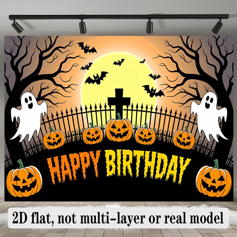 Party Backdrop Halloween Flat Banners Pumpkin Ghost Cross Graveyard Celebrations Wedding Event Photo Background Front Door Decor