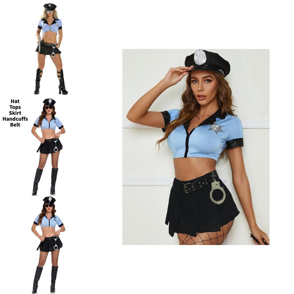Womens Police Role Playing Costume With Durable Polyester For Halloween And Themed Parties