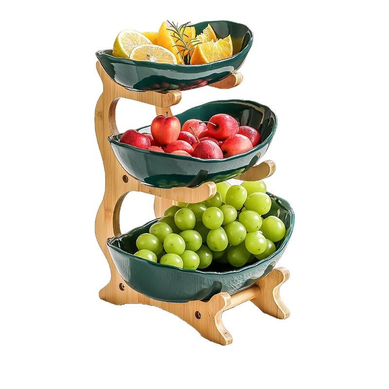 In-Stock 3-Tier Bamboo Wood Fruit & Snack Rack for Living Room or Parties