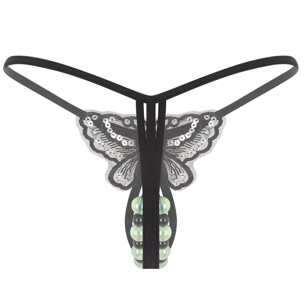 Womens Beads Massage Hollow Out Thong Lingerie Underwear