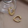 Three-layers Hollow C-shaped Women's Drop Earrings Gold Color Curved Metal Dangle Earrings Silver Color Geometry Ear Jewelry