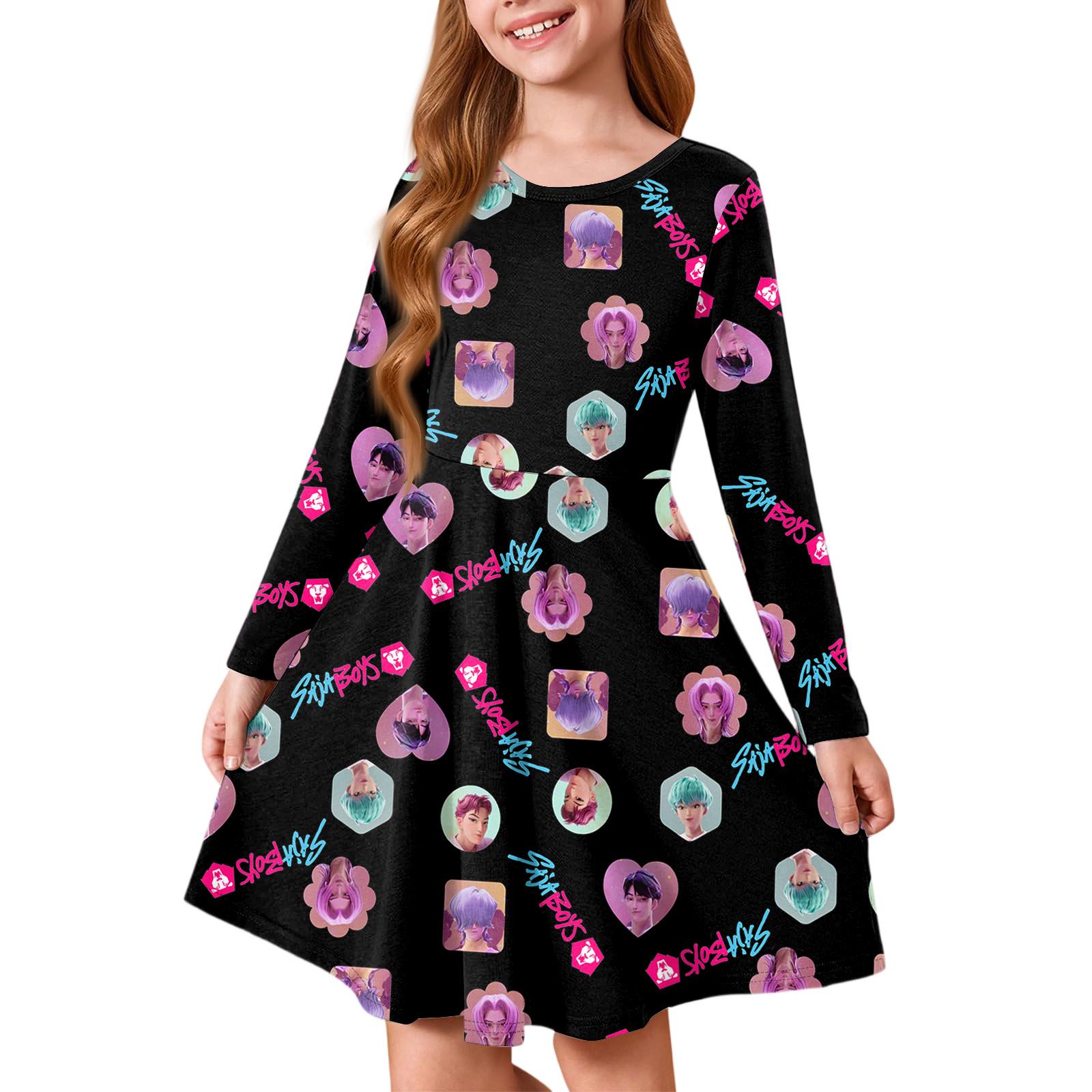 

Girls Princess Dress - Long Sleeve A-Line T-Shirt Dress 110