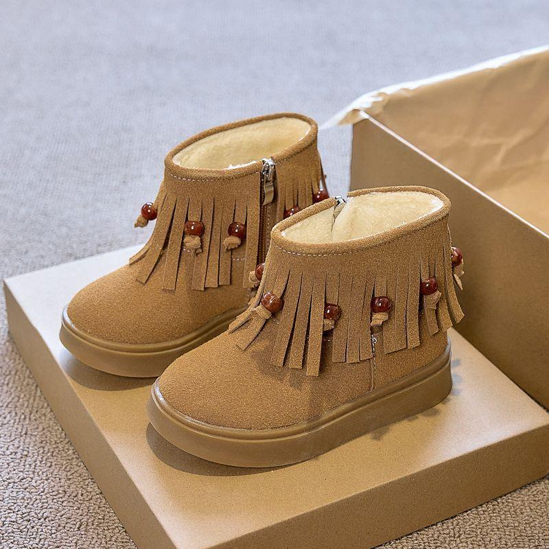 Girls' Fashionable Anti-slip Boots, Winter Children's Princess Tassel Ankle Boots