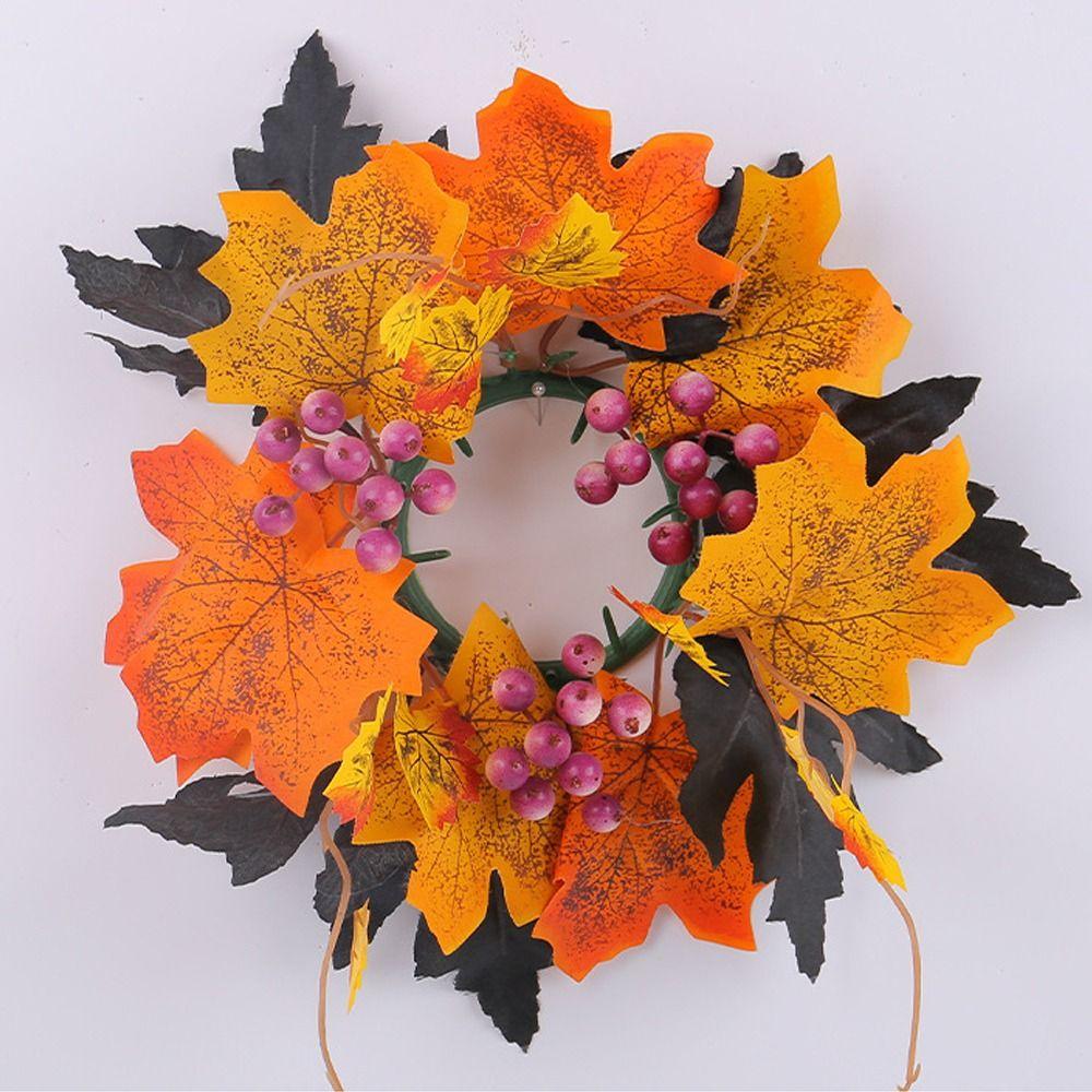 Realistic Maple Leaf Rose Candle Ring Reusable Artificial Vines  Halloween Decor Gifts
