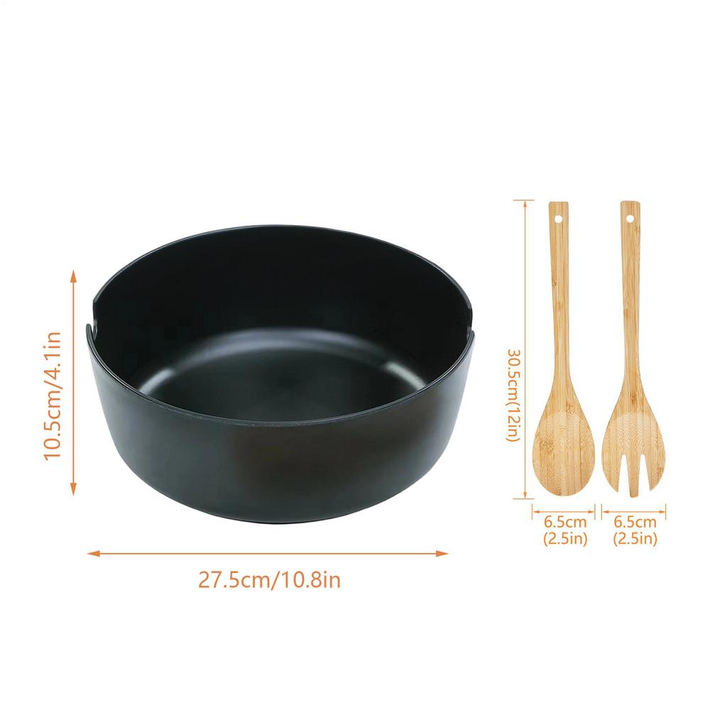 

Salad Serving Bowl Large Bowls For Serving With Lids Wooden Serveware With Spoon Fork For Home Kitchen Cereal Fruit Snack Mixing білий